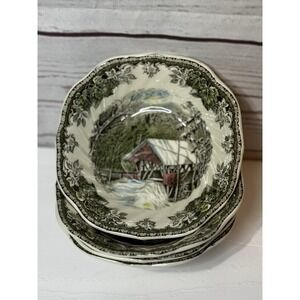 Six (6) Johnson Brothers Friendly Village Square Cereal Bowl COVERED BRIDGE